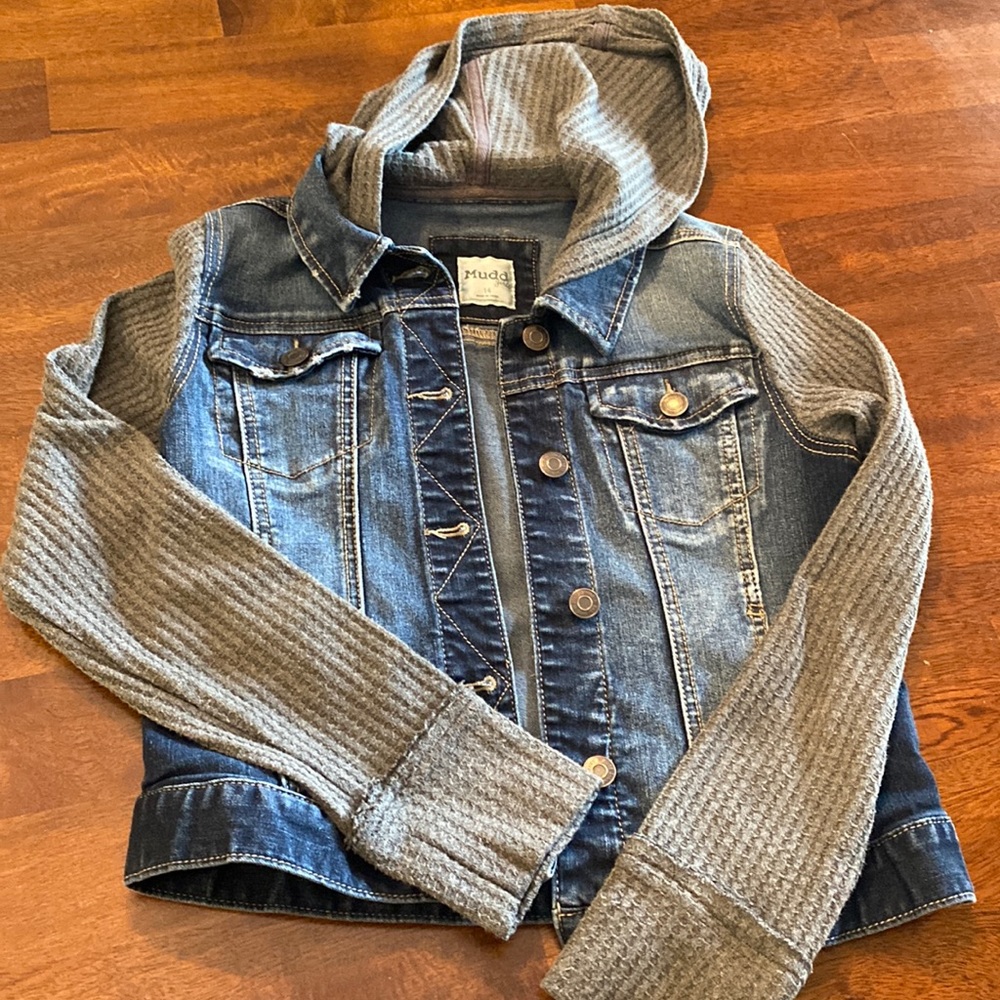Cropped Jean jacket hoodie